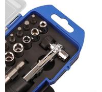 Lot de 23 mini outils à cliquet avec 12 embouts de tournevis et 9 douilles (4-12 mm) - Kit de tournevis à cliquet décalé compact pour réparation électronique, entretien et bricolage