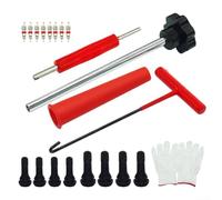 Lot de 23 outils de valve de pneu automobile pour voitures, VTT et camions légers avec crochet en forme de T et tige poussoir en métal pour remplacement et réparation rapides du noyau de valve