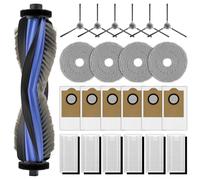 Lot de 23 pièces de rechange M3 compatibles avec aspirateur robot Lefant M3, 1 brosse à rouleau, 6 brosses latérales, 6 sacs à poussière, 6 filtres HEPA avec filtres en mousse, 4 serpillères, kit