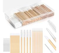 Lot de 230 fournitures de plastification des sourcils avec boîte en plastique - Micro brosses à sourcils en bois - Applicateurs jetables pour lèvres - Brosse à cils, baguettes à mascara - Kit de