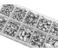 Lot de 230 strass à coudre, pierres scintillantes, 4 trous, boutons, cristaux acryliques, monture en métal, transparents, dos plat facetté, ensemble de formes mixtes