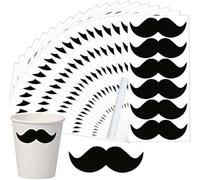 Lot de 234 autocollants moustache « Happy Father's Day » - Étiquettes d'Halloween pour tasses, bouteilles, fournitures de fête, 8,5 x 3,9 cm - Avec craie blanche