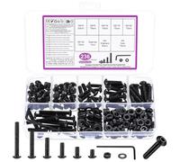 Lot de 236 boulons et écrous M4, écrous et boulons M3, vis et rondelles hexagonales à tête ronde, kit de vis à tête hexagonale noire