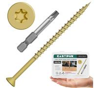 Lot de 237 vis à bois de 10 x 4 de 10,2 cm, 2,3 kg, résistantes à la rouille, pour terrasse extérieure, revêtement époxy, vis de terrasse à tête Torx et étoile, embout étoile T25 inclus, brun clair