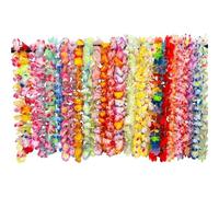 Lot de 24/36 Colliers Fleurs hawaïennes colorées for fête, décorations, Hula Dance, Plage, été pour Fête à Thème(24pcs(Mixed))