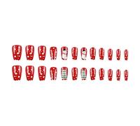 Lot de 24/48 ongles artificiels à presser en forme de bonhomme de neige français pour fêtes de Noël et occasions festives, décorations féminines