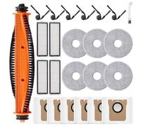 Lot de 24 Accessoires pour Aspirateur Robot Xiaomi 5/5 Pro, 1 Brosse Principale Anti-Emmêlement, 6 Lingettes de Nettoyage, 6 Sacs à Poussière, 4 Filtres, 6 Brosses Latérales, 1 Brosse de Nettoyage