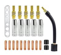 Lot de 24 accessoires pour pistolet de soudage, pièces de torche de soudage MIG MAG 15AK avec embout de contact pour buse de gaz, support de buse de gaz col de cygne