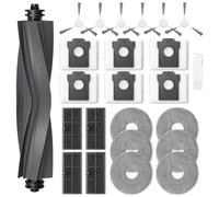 Lot de 24 accessoires pour robot aspirateur Dreame L10s Ultra Gen 2 / L10s Pro Ultra Heat / L40 Ultra AE/ X30 Ultra/Mova E30 Ultra, 1 brosse principale, 6 sacs à poussière, 6 chiffons de nettoyage, 4