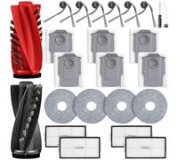 Lot de 24 accessoires pour robot aspirateur Roborock Saros 10R / Qrevo CurvX, 2 brosses principales, 6 sacs à poussière, 4 chiffons de nettoyage, 4 filtres HEPA, 6 brosses latérales, 1 brosse de