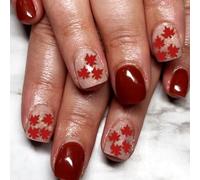 Lot de 24 aiguilles artificielles à coller sur les ongles pour Thanksgiving et l'Action de grâce avec feuilles d'érable - Faciles à appliquer