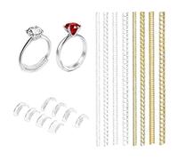 Lot de 24 ajusteurs de taille de bague en spirale pour anneaux lâches, 4 tailles de redimensionneur en silicone, réducteur de bague pour presque toutes les bagues, clip de support pour redimensionneur