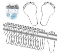 Lot de 24 anneaux de rideau de douche, crochets avec système coulissant, anneaux de douche, anneaux pour rideaux, rideaux de douche, anneaux pour tringle de douche, salles de bains, fenêtres (argenté)