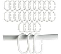 Lot de 24 anneaux de rideau de douche, en plastique robuste, en forme de C, blancs, pour tringle à rideau de douche