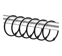 Lot de 24 anneaux de rideau de douche ronds en métal antirouille pour tringle de douche de salle de bain (noir)