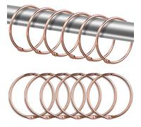 Lot de 24 anneaux de rideau de douche ronds en métal antirouille pour tringle de douche de salle de bain (or rose)