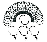 Lot de 24 Anneaux de Rideaux avec Clips de 3,8 cm de diamètre intérieur Ouverts en métal antirouille - Noir TXZWJZ