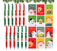 Lot de 24 articles de papeterie de Noël, stylos à bille de Noël, mini blocs-notes de Noël (motif aléatoire), stylos à bille gel, papier à lettre, fourniture cadeau de Noël