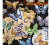 Lot de 24 autocollants décoratifs pour scrapbooking en forme de papillon - Grande taille - Pour journal indésirable, journal, bullet journal, bricolage, etc.