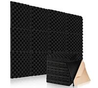 Lot de 24 autocollants en mousse acoustique, isolation acoustique, isolation phonique, pour podcasts, réduction des carreaux écho pour plafonds au bureau à domicile, 30 x 30 x 3 cm