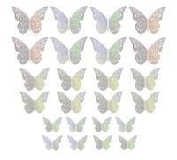 Lot de 24 autocollants muraux 3D en forme de papillon sculpté creux pour chambre d'enfant, fête, gâteau, bureau, salon, chambre à coucher, décoration d'intérieur, blanc coloré