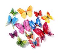 Lot de 24 autocollants muraux papillon 3D colorés pour décoration d'intérieur, papillons magnétiques