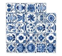 Lot de 24 autocollants pour carrelage - Décollez et collez - Carreaux auto-adhésifs Portugais - 24 autocollants de type européen pour salle de bain - Décoration de cuisine - Autocollants muraux
