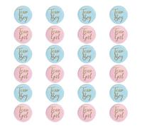 Lot de 24 badges révélateurs de sexe - 4,5 cm - Team Girl et Team Boy - Badge rond - Pour fête prénatale - Accessoire de décoration (bleu et rose), Plastique