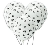 Lot de 24 ballons avec motif de pattes - Accessoires de fête pour enfants, chiots, anniversaire - Noir et blanc