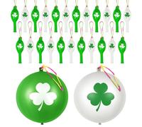Lot de 24 ballons de frappe pour la Saint-Patrick sur le thème du trèfle irlandais sur le thème du leprechaun, décorations de fête, cadeaux d'anniversaire et cadeaux pour sacs à friandises