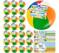 Lot de 24 ballons de plage gonflables de 30,5 cm avec carte inspirante - Cadeau d'été pour remise de diplôme - Cadeau d'étudiant en vrac - Pour enseignant, école, salle de classe, sac à friandises