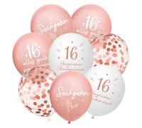 Lot de 24 ballons décoratifs pour 16 ans d'anniversaire pour fille et femme, 16 ballons de joyeux anniversaire, or rose 16 ans, décoration d'anniversaire, ballon d'anniversaire 16 ans, pour petite