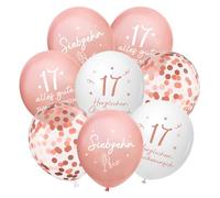 Lot de 24 ballons décoratifs pour 17e anniversaire fille femme, 17 ballons joyeux anniversaire, or rose, décoration d'anniversaire 17e anniversaire pour petite amie, fille
