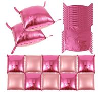 Lot de 24 ballons en aluminium - Double face - Rose - 55 x 55 cm - Fond mural carré - En mylar - Réutilisables - Pour anniversaire, remise de diplôme, mariage, fête