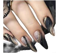 Lot de 24 bandes adhésives pour ongles en forme d'amande (AW269) | Forme d'amande classique, style long, lot de 24 pièces, avec colle à gelée, outil de polissage, application facile à faire