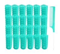 Lot de 24 bigoudis en plastique sans chaleur de 2 cm pour salon de coiffure (vert)