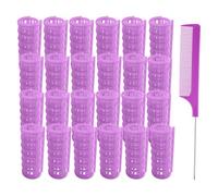 Lot de 24 bigoudis en plastique sans chaleur de 2 cm pour salon de coiffure (violet)