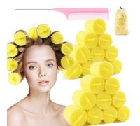 Lot de 24 bigoudis Jumbo en mousse, 5,1 cm, sans chaleur, outils de bouclage en éponge douce pour cheveux longs, courts et épais, femmes et enfants, sans chaleur pendant la nuit (jaune)