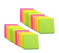 Lot de 24 blocs de notes adhésives amovibles 76 x 76 mm Couleurs jaune, rose, orange, vert, pêche | 100 notes adhésives par bloc | Utilisation au bureau, à la maison et à l'école