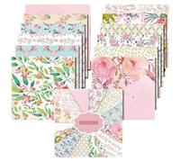 Lot de 24 blocs de papier pour scrapbooking, 12 motifs de fleurs de jardin, papier cartonné sur un côté, bordure de fond, papier origami pour journal indésirable, décoration de cartes de vœux
