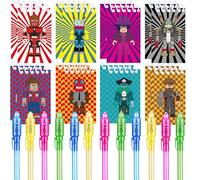 Lot de 24 blocs de robots - Cadeaux de fête - 12 UV invisibles et 12 blocs de robot - Cadeaux d'anniversaire pour enfants