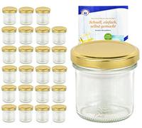Lot de 24 bocaux 167 ml Couvercle Doré to 66 avec diamant gelier magique recettes, pots de confiture, Verres, bocaux, verres