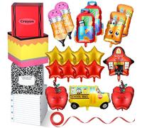 Lot de 24 boîtes à ballons pour la rentrée scolaire, bus scolaire, crayon, carnet de notes, ballons de remise de diplôme, décorations de salle de classe pour l'école maternelle, enseignant