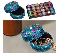 Lot de 24 boîtes à bijoux Orient - En aluminium pailleté - Diamètre : 4,5 cm - Multicolore - Boîte à bijoux (1 lot de 24 boîtes à bijoux Ø 4,5 cm)