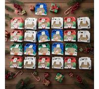 Lot de 24 boîtes à bonbons de Noël vides avec poignée de fenêtre | Boîtes à biscuits de Noël pour fête, anniversaire, Nouvel An, enfants, famille, amis, bonbons, chocolat, collation