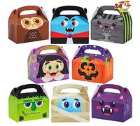 Lot de 24 boîtes à bonbons décoratives pour Halloween (14 x 8,1 x 14,2 cm), boîtes cadeaux d'Halloween avec poignée pour pâtisserie, tarte, gâteau, biscuits