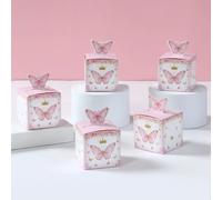 Lot de 24 boîtes à bonbons en forme de papillon violet pour décoration de fête d'anniversaire de fille, boîte à dragées pour mariage