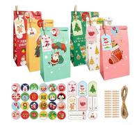 Lot de 24 boîtes à bonbons pour fêtes de Noël avec éléments décoratifs comme pinces et corde (A)