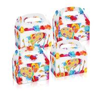 Lot de 24 boîtes à dragées de fête avec marqueurs aquarelle, assiettes à dessin, bonbons, collations, boîtes cadeaux en papier pour fête d'anniversaire sur le thème de l'art