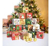 Lot de 24 boîtes cadeaux de l'Avent en papier kraft, calendrier de l'Avent pour enfants et famille, cadeau de fête de Noël 2024-2024 dans une boîte individuelle (B)